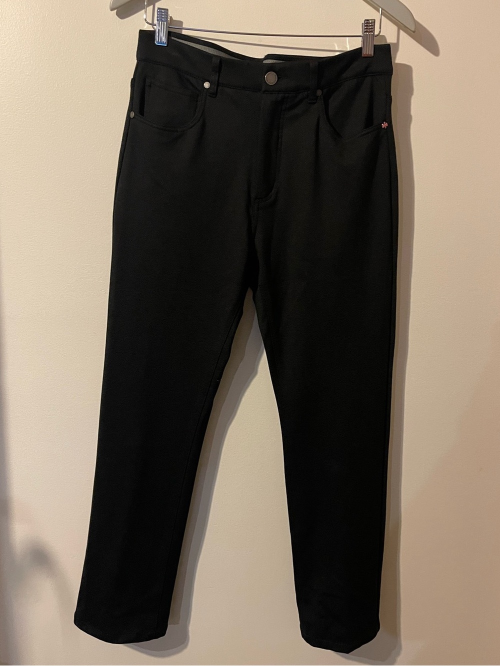 Jermyn & Bond Stretch Straight Leg Trousers Pants Black Paisley Lining 30W L
